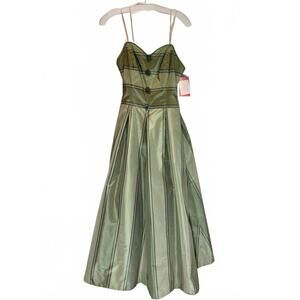 NEW CAROL PERETZ women's a-line spaghetti straps dress in seafoam/silver